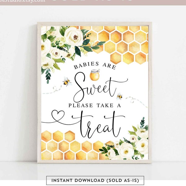 Bee Babies Are Sweet Please Take A Treat Sign Rustic Gender Neutral Honey Bumble Bee Baby Shower Digital Printable Instant Download 845V1