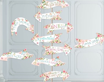 Alice In Wonderland Arrows Alice Onederland Birthday Party Arrow Decors Decoration Decor Printable Instant Download 789