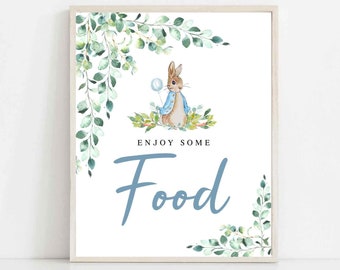 Garçon Peter Rabbit Enjoy Some Food Sign Peter Rabbit Sign Peter Rabbit Baby Shower Décoration Decor Imprimable Téléchargement instantané 1455K1