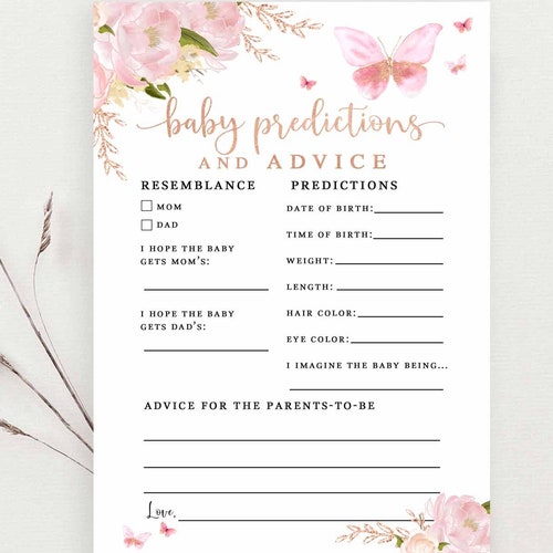 Pink Gold Butterfly Tags Printable Girl Baby Shower Favors - Etsy