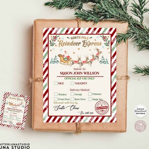 Etiqueta de entrega de Papai Noel EDITÁVEL para impressão Etiqueta de Papai Noel Etiqueta de presente personalizada Modelo de caixa de véspera de Natal para impressão Download instantâneo 215