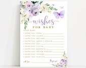 Purple Gold Butterfly Wishes for Baby Game Printable Virtual Butterfly Baby Shower Sprinkle Games Digital Printable Instant Download 554BB