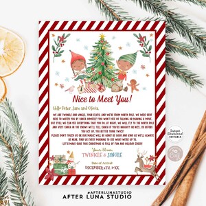 EDITABLE Chica Niño Elfos Dos Elfos Primera Introducción Llegada Hola Carta 2 Elfo Primera Llegada Plantilla de Carta Descarga Instantánea 215 (1-5)