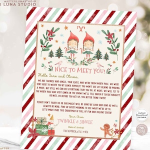 EDITABLE 2 Niña Elfos Dos Elfos Primera Carta de Introducción Primera Carta de Llegada Twin Girl Elf Carta Plantilla Imprimible Descarga Instantánea 215