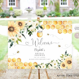 Bewerkbare zonnebloem Honey Bumble Bee vrijgezellenfeest welkomstbord tuinbord 24 x 36 18 x 24 16 x 20 afdrukbare Instant Download 846BR1