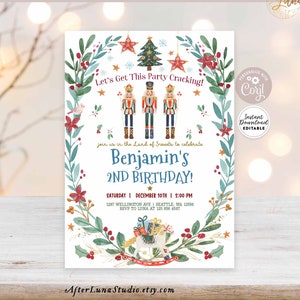 Editable Nutcracker Birthday Invitation Boy Holiday Land of Sweets Christmas Birthday Party Invite Template Instant Download 952V1