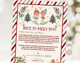 EDITABLE Girl Boy 2 Elves Two Elves First Introduction Letter Arrival Hello Letter Elf First Arrival Letter Template Instant Download 215