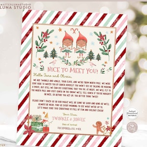 EDITABLE 2 Niña Elfos Dos Elfos Primera Carta de Introducción Primera Carta de Llegada Twin Girl Elf Carta Plantilla Imprimible Descarga Instantánea 215