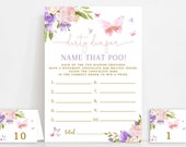 Butterfly Dirty Diaper Name That Poo Guess The Sweet Mess Game Sign Pink Purple Butterfly Baby Games Printable Instant Download AL179