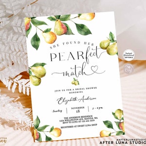 Modificabile Ha Trovato Il Suo PEARfit Match Invito Rustico Pera Invito Per La Festa Nuziale Invito Per La Festa Nuziale Stampabile Download Istantaneo 257BR
