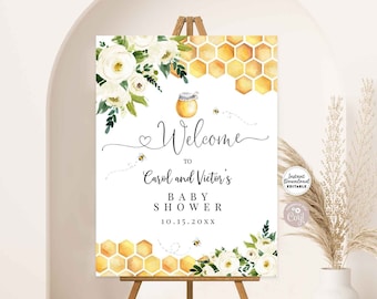 Editable Rustic  Honey Bumble Bee Baby Shower Baby Sprinkle Welcome Sign Yard Sign 24x36 18x24 16x20 Printable Instant Download 845V1