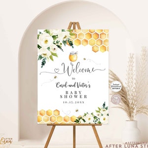 Editable Rustic  Honey Bumble Bee Baby Shower Baby Sprinkle Welcome Sign Yard Sign 24x36 18x24 16x20 Printable Instant Download 845V1