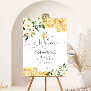 Bewerkbare Rustieke Honing Hommel Baby Douche Baby Sprinkle Welkomstbord Yard Sign 24x36 18x24 16x20 Afdrukbare Instant Download 845V1