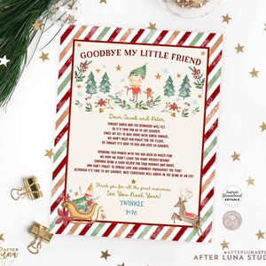EDITABLE Elf Goodbye Letter From Boy Elf Bye for Now Letter Goodbye Letter From Your Elf Plantilla imprimible Instant Download 215