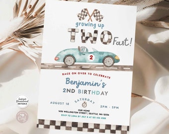 Editable TWO Fast Birthday Invitation 2nd Birthday Race Car Birthday Invitation Car Race Birthday Party Invite Instant Download 605V1 (2)