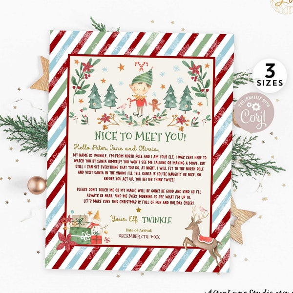 EDITABLE Boy Elf Letter Elf First Arrival Letter Hello Letter Blue Green Red Elf Boy Letter Christmas in July Template Instant Download 215