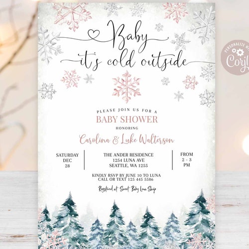 Editable Rustic Baby It's Cold Outside Baby Shower - Etsy