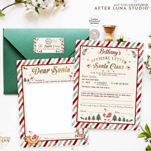 May include: Printable Christmas letter template for kids to Santa Claus. The template features a red and green striped background with a gold glitter overlay. The letter includes a section for the child's name, a space to draw a picture, and a section for the child to write their Christmas wishes. The template also includes a section for the child to rate their behavior this year as "nice", "naughty", or "a bit of both".