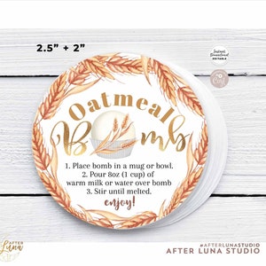 EDITABLE Oatmeal Bomb Tags Sticker Labels Printable Template Instant Download 396 (1)