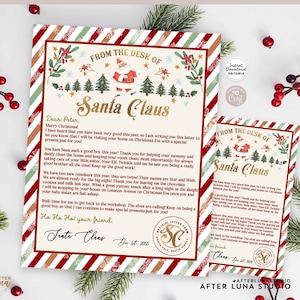 EDITABLE Letter from Dark Skin Santa Official Greeting Letter From Santa Letter Editable Template Printable Instant Download 215