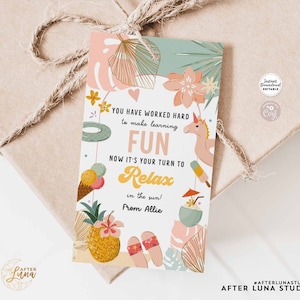 Editable Relax in the Sun Teacher Tag Appreciation Gift Tags End of ...