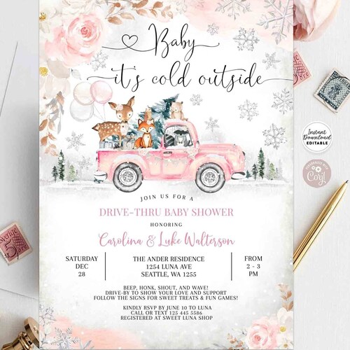 Baby It's Cold Outside Shower Bundle Editable Invitation Etsy