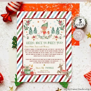 EDITABLE Boy Elf Letter Elf First Arrival Letter Hello Letter Blue Green Red Elf Boy Letter Christmas in July Template Instant Download 215