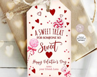 EDITABLE Valentine Sweet Treat Favor Tag Hearts Treat Bag Tag Baby Shower Birthday Thank You Tag Printable Template Instant Download 137 (4)