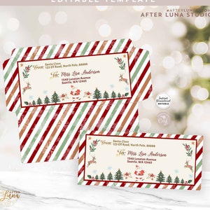 EDITABLE Santa Envelope Letter from Santa #10 Printable Envelope Personalized Address Editable Template Printable Instant Download 215