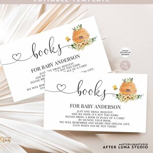 Bewerkbare rustieke honing Bumble Bee groen baby shower minimalistische boek verzoek invoegen breng een boek in plaats van kaartsjabloon bewerkbare 803V1
