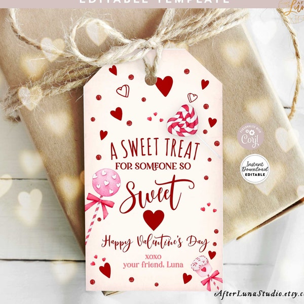 EDITABLE Valentine Sweet Treat Favor Tag Hearts Treat Bag Tag Baby Shower Birthday Thank You Tag Printable Template Instant Download 137 (4)