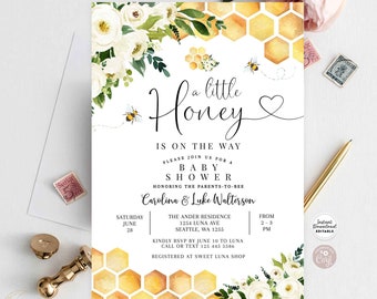 Editable Bee A Little Honey Baby Shower Invitation Gender Neutral Honey Bee Baby Shower Invite Printable Template Instant Download 845V1 (7)