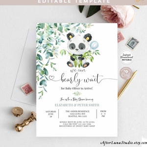 Panda bear baby shower invitations discount