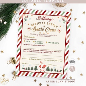 EDITABLE Personalized Official Letter TO Santa Christmas Traditions Santa Activity Mail Template Digital Printable Instant Download 215