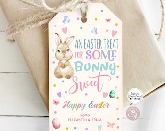 EDITABLE Personalized Easter Bunny Treat Tag Printable Treat for Some Bunny Sweet Preschool Classroom Tag Template Instant Download 03 (3-1)