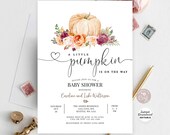 Editable Fall Baby Shower Invitation Pumpkin Baby Shower Pink Burgundy A Little Pumpkin On the Way Invite Template Instant Download AL28 (1)