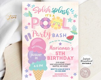 Editable Pool Party Invitation Girl Ice Cream Pool Party Etsy 日本 Editable Pool Party Invitation Girl Ice Cream Pool Party Etsy 日本