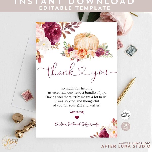 Thank You Bridal Shower Template Etsy
