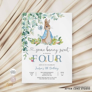 Editable Peter Rabbit 4th Birthday Invitation Boy Bunny Peter Rabbit Birthday Invite Printable Template Instant Download 1455K1 (6)