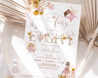 Editable 8th Fairy Birthday Invitation Butterfly Magical Wildflower Garden Fairy Floral Fairy Birthday Invite Instant Download 858K1 (8)