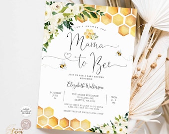 Editable Mama to Bee Baby Shower Invitation Gender Neutral Mommy to Bee Baby Shower Invite Printable Template Instant Download 845V1 (2)