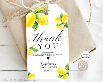 Editable Lemon Bridal Shower She Found Her Main Squeeze Tag Baby Shower Sprinkle Thank You Favor Gift Tag Template Instant Download 290