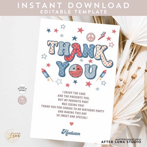 Editável personalizado aniversário de 4 de julho, cartão plano, vermelho, branco e lindo, paz, modelo editável para impressão, download instantâneo 657K1