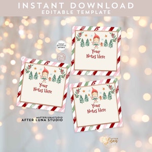 BEWERKBARE roze meisje Elf Notitiekaarten Elf Activiteiten Games Elf Ideeën Elf Spel Kerst Elf Mini Notities Kaart Instant Download 215 (1-3)