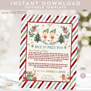 EDITÁVEL Meninos 2 Elfos Dois Elfos Primeira Carta de Introdução Carta de Primeira Chegada Twin Boy Elf Carta Modelo para Impressão Download Instantâneo 215