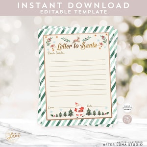 EDITABLE Personalized Green Letter TO Santa Christmas Traditions Santa Mail Template Digital Printable Instant Download 215 (4)