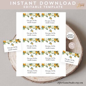Editable Orange Little Cutie FLAT Place Card Bridal Baby Shower Wedding Escort Card Guest Name Card Template Instant Download 248V1