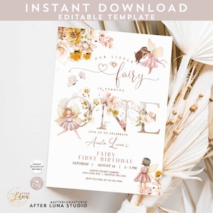 Editable Fairy Birthday Invitation Butterfly Magical Wildflower Garden Fairy Floral Fairy Birthday Invite Instant Download 858K1 (1)