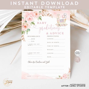 Bearbeitbare Blush Pink Lama Baby Voraussage und Beratung Spiel Baby Shower Mädchen Baby Lama Dekor Spiele Digital Sofort Download 194V1