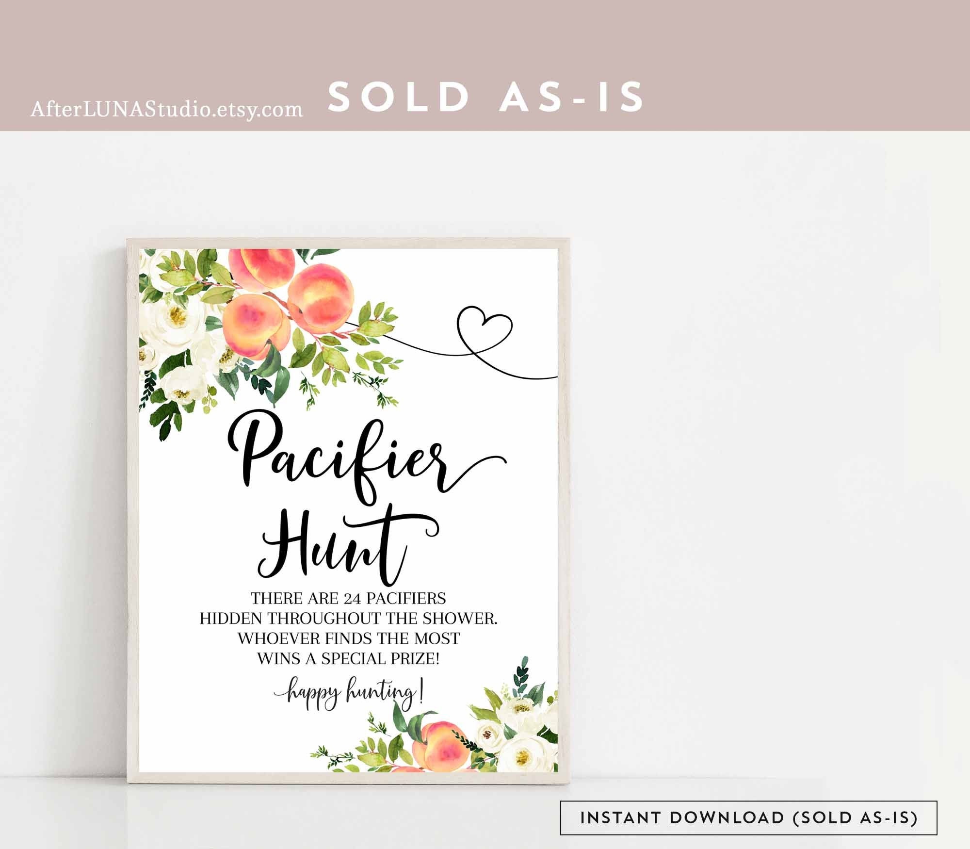 White Floral Peach 8x10 Pacifier Hunt Game Sweet Peach - Etsy